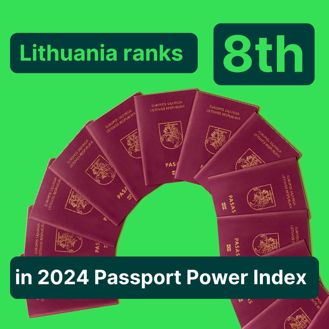 LithuaniaInSA's tweet photo. #Lithuania rocks the 8th spot in the global 2024 #HenleyPassportIndex, allowing visa-free access to 187 destinations! ๐ฑ๐นLT passport holders have the world at their fingertips. โจ๐ Freedom ๐ซ to travel, discover and connect.
#PassportPower #LithuaniaCoCreate #CoCreateExperience https://t.co/TrNyNOAwKr