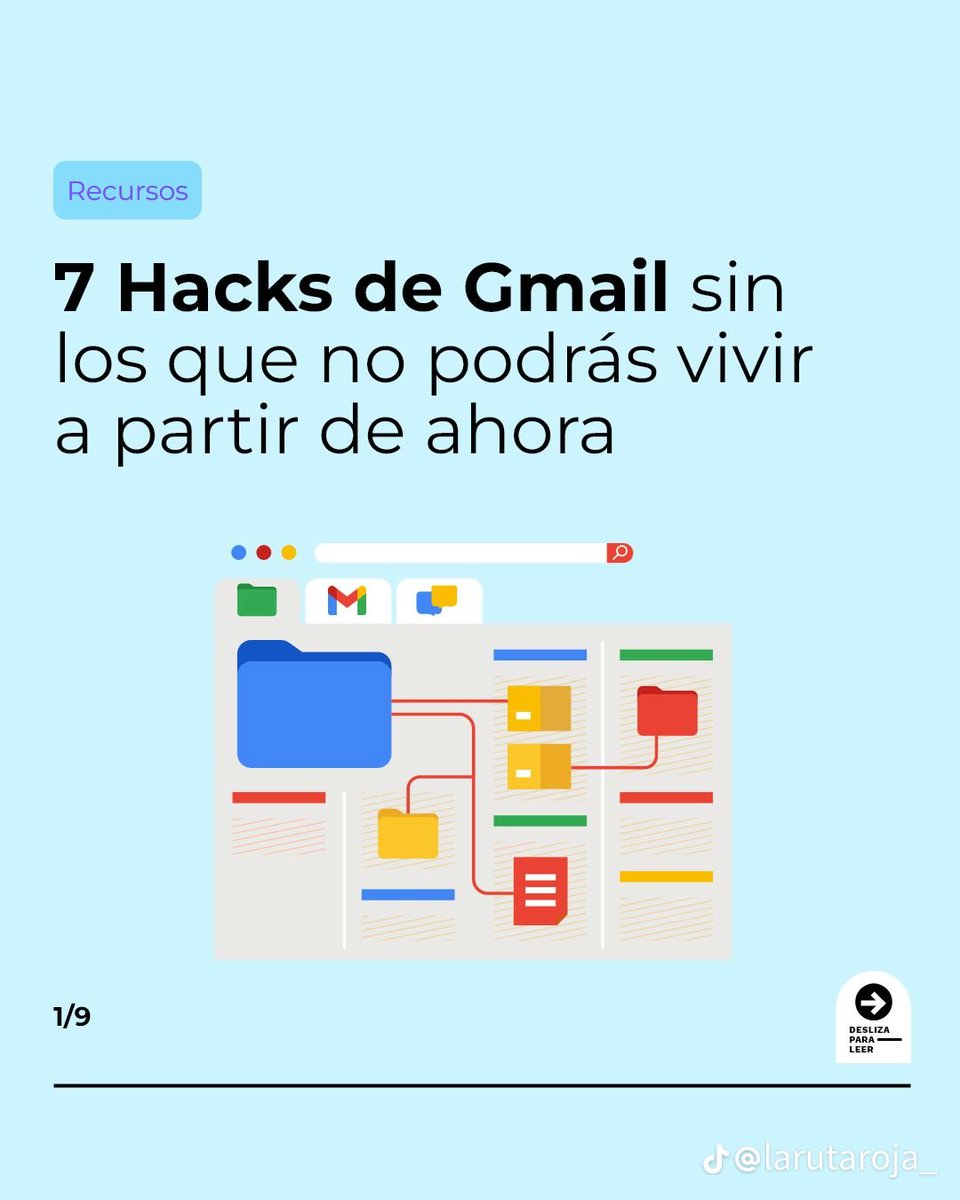 Recursos de Gmail que NO conocías y que te van a ayudar muchísimo...

La encontré en Tiktok y consideré que podría ser de interés para algunos de vosotr@s...

Habro 🧵👇
Fuente @larutaroja_