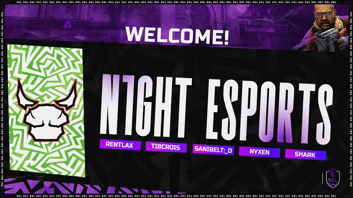 Please welcome <a href="/n1ghtesports/">N1GHT</a>!
Our Challengers Stage is filling up nicely!

🇨🇿Martin "Rentlax" Křepelka
🇨🇿Michal "tibcrois" Vejr
🇨🇿David "sanibelt:_D" Šíp
🇨🇿Marek "Nyxen" Gerec
🇨🇿Filip "Shark" Táborský

Meet you on the server, appreciate the sign-up!