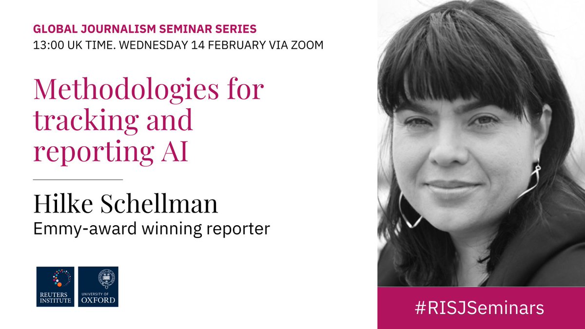 🤖Upcoming seminar: This Wednesday, we will be joined by @HilkeSchellmann, an Emmy-award winning journalism professor at New York University and a freelance reporter covering artificial intelligence. 🕐13:00 UK time ✒️Sign up here: us02web.zoom.us/webinar/regist…