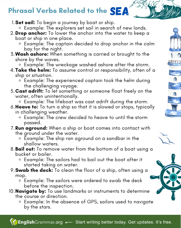 Phrasal Verbs Related to the Sea #Englishgrammar #writing #vocabulary