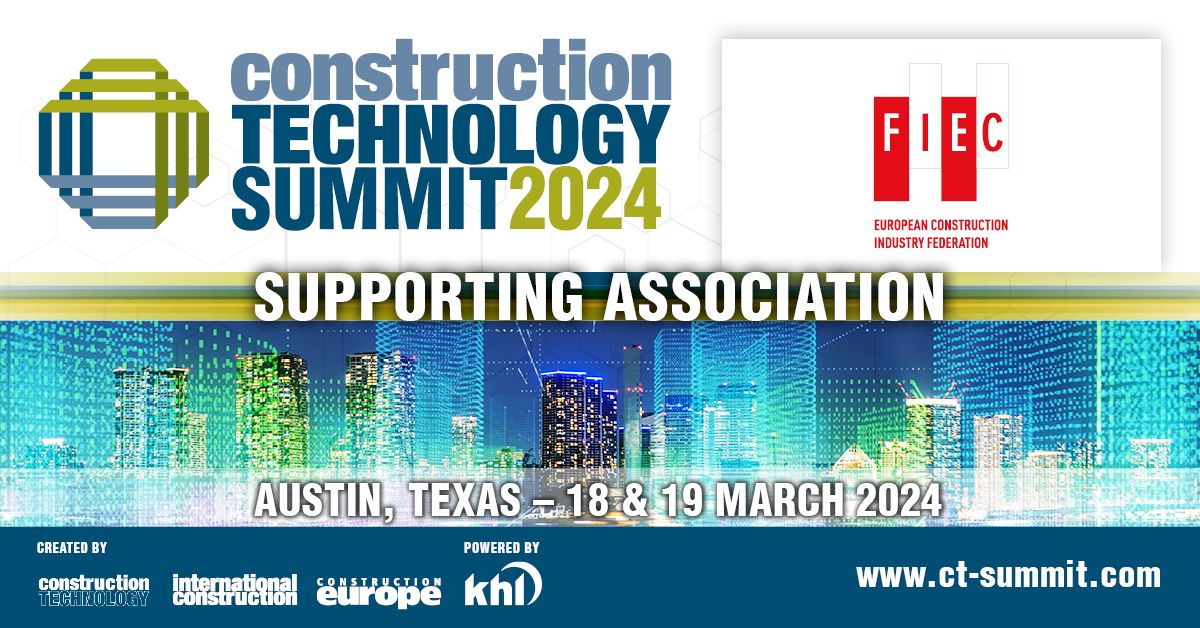 FIEC_Brussels's tweet image. 🔜 #ConTechSummit2024
🗓️18-19/03🌐Austin, Texas
Registration👉lnkd.in/eFVyiVbB
As supportive association, FIEC takes this chance to follow the event at global level, an innovative platform for a digitised future of #construction #technologies

ℹ️ ct-summit.com