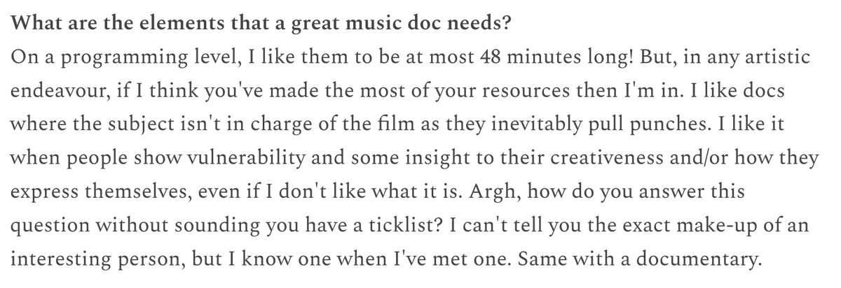 .<a href="/ronanfromcork/">ronan leonard</a> is running CineCeoil Festival No.1 in Cork next weekend - "taking music video ad film off small screens and sh***y speakers" - but what are the elements that a great music doc needs?

Full interview in the TPOE newsletter - link in bio