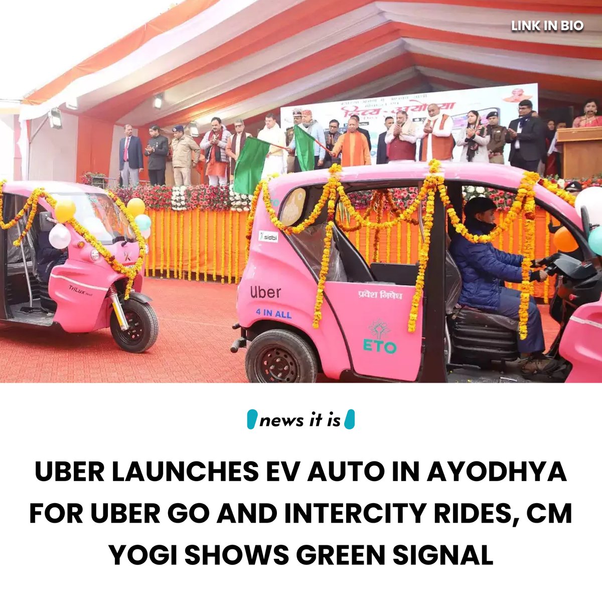 Newsitisoff's tweet photo. As #Ayodhya is lit up and adorned for tourists and high profile guests ahead of the #RamMandir consecration ceremony, global ride hailing application #Uber has announced the introduction of electric auto rickshaws in the city.

Read here - https://t.co/zuXxNUoMfg

#AyodhyaNews https://t.co/5nHX1lsmrz