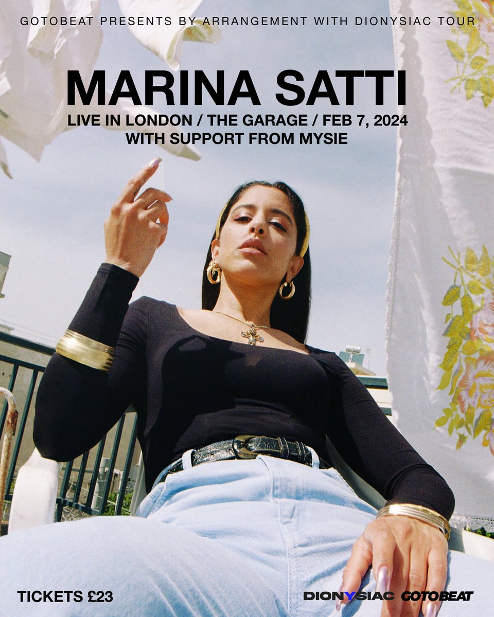 The special guest for @marina_satti has been confirmed as @mmmmysie in February! 📅 Wednesday 07 February 2024 🎟️ Get tickets here 👉 ticketweb.uk/event/marina-s…