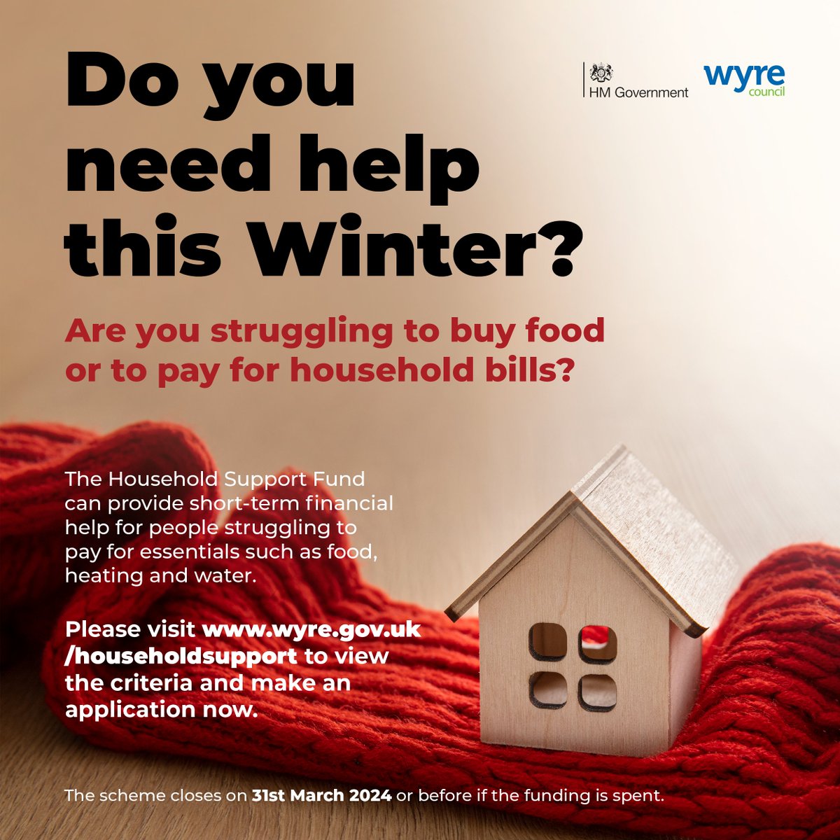 Please share! We need your help to raise awareness of the #HelpforHouseholds available for those struggling in Wyre. To apply now please visit wyre.gov.uk/householdsuppo…