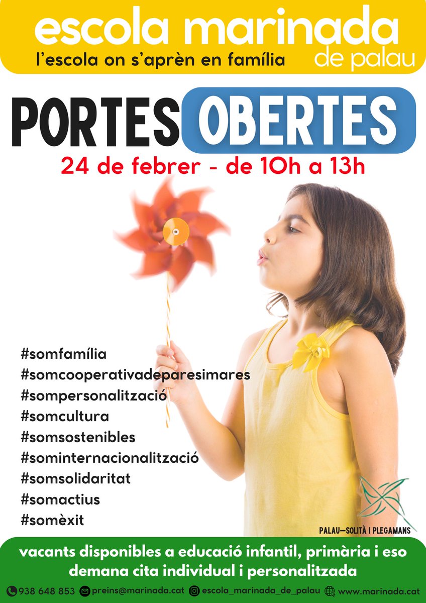 Vine a conèixer-nos: som l'escola on s'aprèn en família.
🗓️ Demana cita individual i personalitzada shorturl.at/stDJ8

#escolamarinada #escolamarinadadepalau #escolescoop #curs2425 #psip #palausolitàiplegamans
