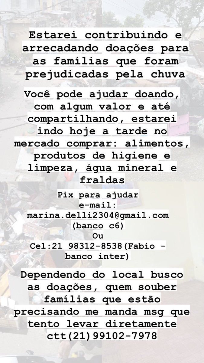 🚨❗️ alguém precisando das doações ou querendo ajudar??? Entra em contato comigo!!!!