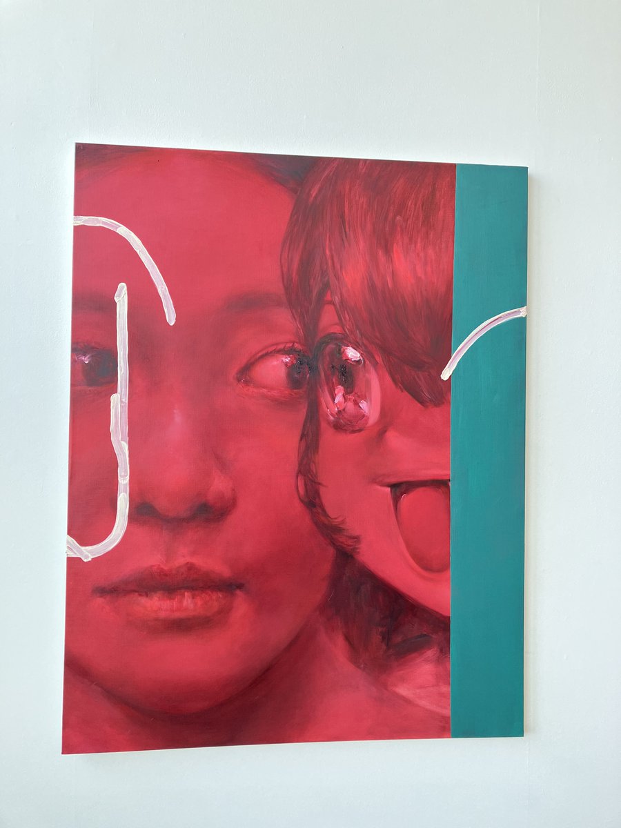油絵　現代アート　赤NO1  作者　あんどうまさひろ　油彩画