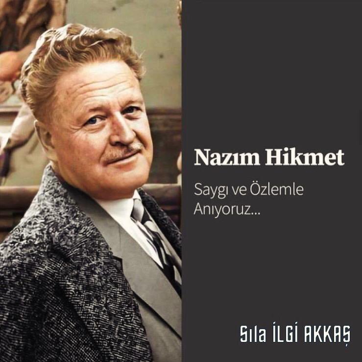 lailgi's tweet photo. “Yaşamak bir ağaç gibi tek ve hür ve bir orman gibi kardeşçesine, bu hasret bizim...”

Memleket sevdalısı şairimiz, büyük usta Nazım Hikmet’i doğum gününde saygı ve özlemle anıyorum. 

#NazımHikmet
#NazımHikmet122yaşında https://t.co/8UlCpfRfWG