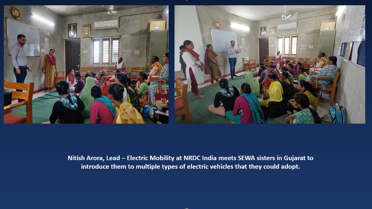 With a focus on inclusive and equitable transition to electric vehicles, <a href="/NRDC_India/">NRDC India</a> has been working closely with <a href="/SEWABharat/">SEWA Bharat</a> on increasing access of electric transport in rural India. Exciting update on this project coming soon! 

<a href="/Charu_Lata_/">Charu Lata</a> <a href="/AkankshaGolchha/">Akanksha Golchha</a> #RuralMobility