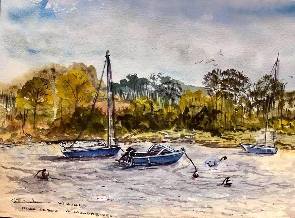 En Plein Air watercolour from archives. River Deben Woodbridge, Suffolk. 🎨🖌️🧑‍🎨ArtfulCodger