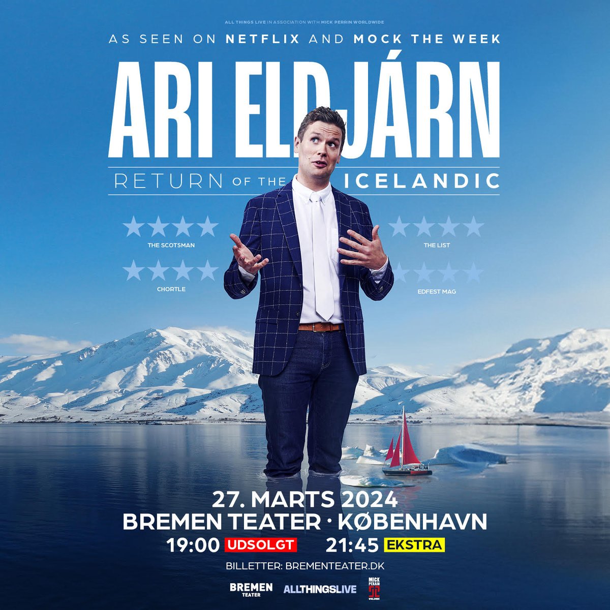 📢 Extra show added in Copenhagen! 📢 Same venue, same night, later time! TICKET LINK: ticketmaster.dk/event/BRM2703E #arieldjárn #standup #standupcomedy #comedy #iceland #allthingslive
