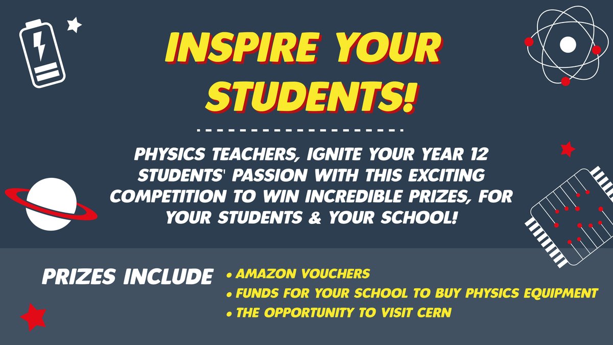 SLSSelectEd's tweet photo. ⏰Only ONE MONTH left! ⏰ The deadline for the #physicscompetition run by @PhysicsPartners is fast approaching. It's time to gather your #Year12 students and get creative! 🚀🏆
For more information, visit the competition's page:
https://t.co/HLFMGqXsuL
#stemeducation https://t.co/QXqoGGR29H