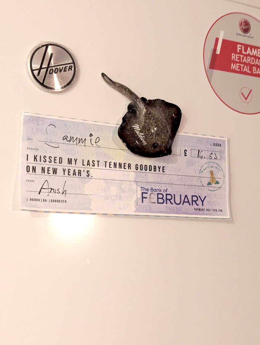 riverandflora's tweet photo. Facing a January cash crunch? Meet the Bank of February cheque books! Your golden ticket to charm friends into helping you out, with pre-printed reasons explaining your money woes. Boxing Day sales knocked you out? We've got you sorted. Grab yours today! https://t.co/fpPaF59ieL