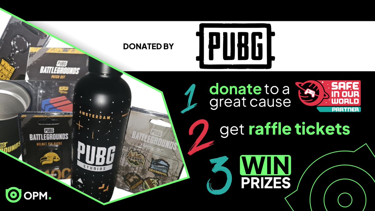 One Player Mission (@opmjobs) on Twitter photo We've got some fun <a href="/PUBG/">PUBG: BATTLEGROUNDS</a> goodies up for grabs in our raffle!
Want to help support <a href="/SafeInOurWorld/">Safe In Our World</a> in their mental health mission & have a chance of winning fun prizes? grab some raffle tickets ๐
tiltify.com/@one-player-miโฆ We've got some fun <a href="/PUBG/">PUBG: BATTLEGROUNDS</a> goodies up for grabs in our raffle!
Want to help support <a href="/SafeInOurWorld/">Safe In Our World</a> in their mental health mission & have a chance of winning fun prizes? grab some raffle tickets ๐
tiltify.com/@one-player-miโฆ