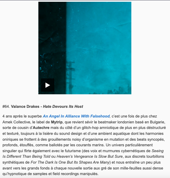 Merci Seb Lapin via Indie Rock Mag / IRM Netlabel for mentioning Hate Devours Its Host LP via Amek in [2023 Polychromy: the best albums] fort apprécié.
—
Much love to the Bulgarian and French Crew.