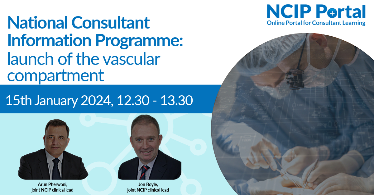 ‼️Vascular surgeons... it’s your last chance to register for this lunchtime’s demo on how NCIP can work for you
TODAY @ 12.30pm
Register: bit.ly/4aQPUKn

Can’t attend? Everyone who registers will get the recording so you can catch up later
@vsgbi @Jonnyboyle1 @adpherwani