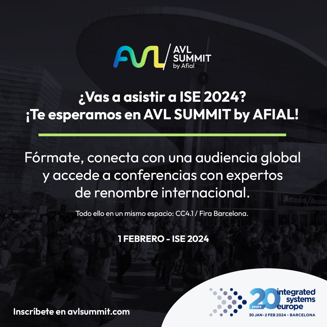 afialasociacion's tweet photo. AVL SUMMIT 🔗 ¿Vas a asistir a ISE 2024? ¡Te esperamos en AVL SUMMIT by AFIAL!
👉 https://t.co/IA2JmHwJlt
📅 1 de febrero de 2024.
📍 @Fira_Barcelona, espacio CC4.1.
#AVLSummit · #AVLSumitbyAFIAL · #ISE2024 · @ISE_Show https://t.co/YV6qBbzqRP