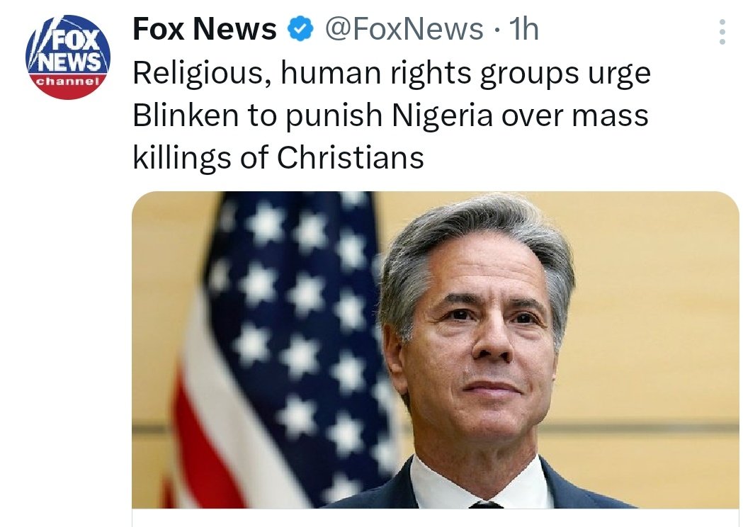 CitizenObs's tweet photo. Dear @FoxNews, Nigeria doesn't need any punishment. That would be a waste of time.

The most appropriate step to stopping the killing of Christians in Nigeria is to divide Nigeria along ethno-religious lines.

Second to the first alternative will be the immediate and unconditional release of Mazi Nnamdi Kanu whom the Fulani Jihadist see as formidable resistance to the Islamic incursion into Christian Biafra and other Christian nations in Nigeria.

Do these things and the problems will d¡e quietly.