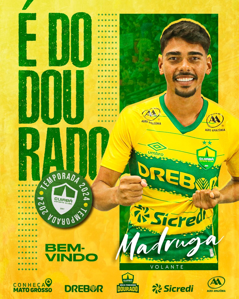 CuiabaEC's tweet photo. Guilherme Madruga é do Dourado! 🔰
Concorrente ao prêmio #FifaPuskas, o volante dos golaços assina com o Cuiabá até o fim de 2028!🖊️
Estamos aqui na torcida, Madruga! Seja muito bem-vindo ao Dourado! 🤝 https://t.co/0E5CvqXYTb