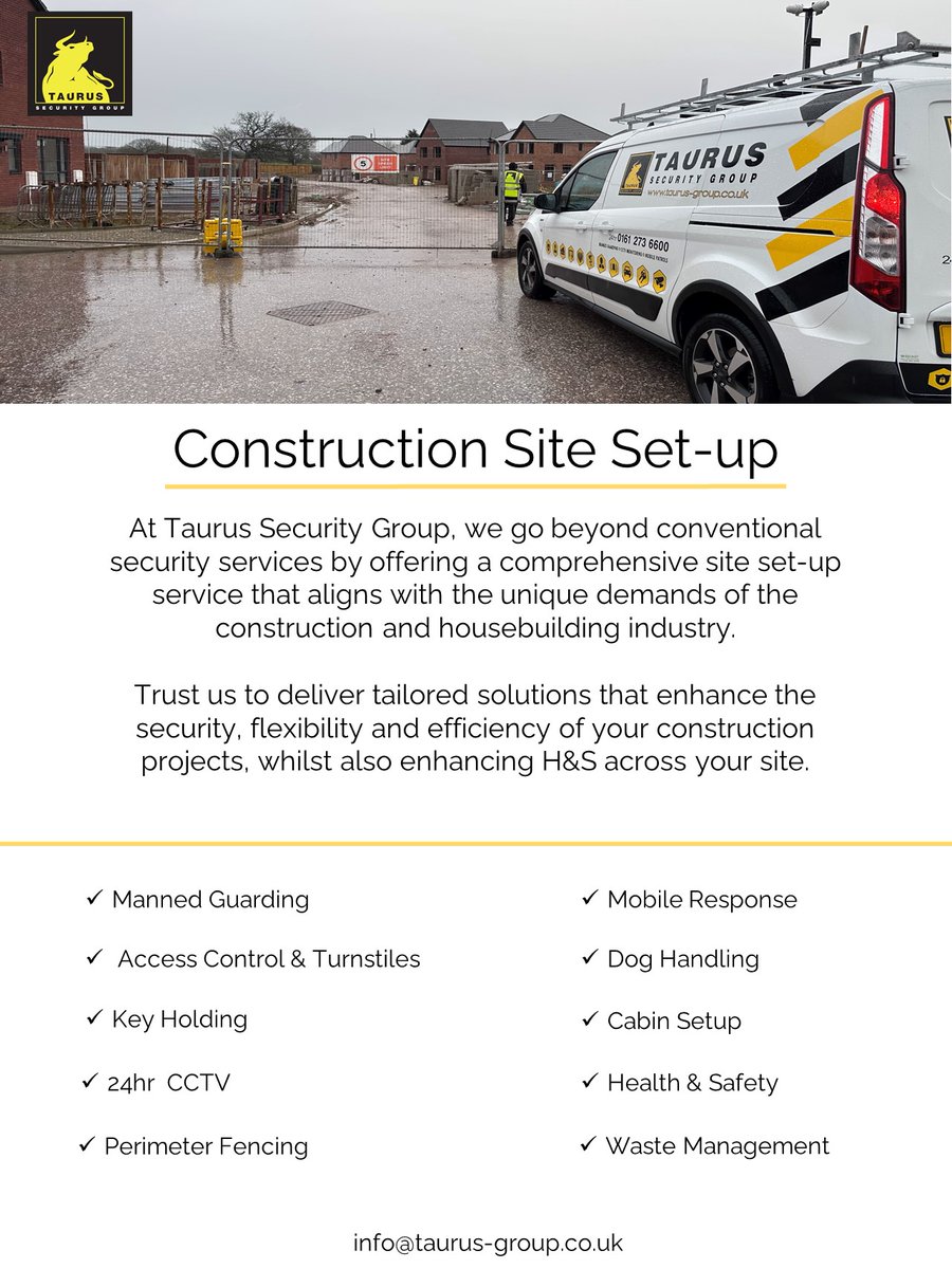 SecurityTaurus's tweet image. @taurussecuritygroup offer a complete site set-up service to ensure that your construction projects are safeguarded from the ground up.
#sitesetup #construction #safety #cctv #mangaurding #welfare #security