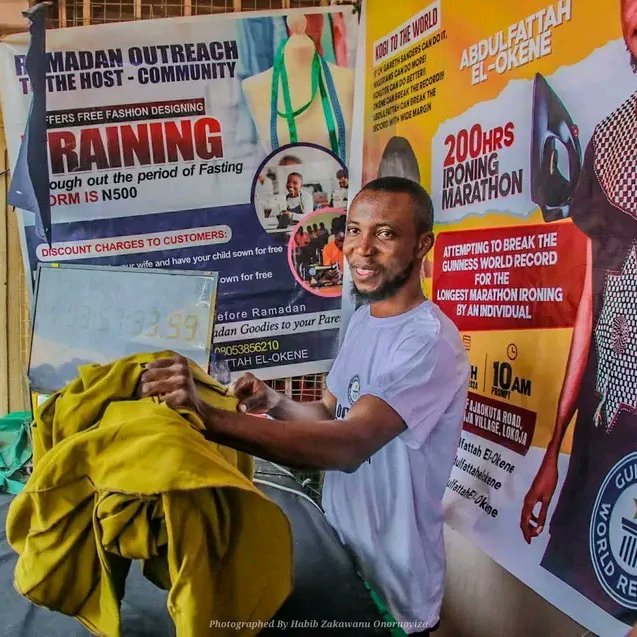 StarZee66707's tweet photo. GWR Update: Abdulfattah El-Okene has surpassed 118hours of the ironing marathon, and we're still counting! Join us in supporting his remarkable journey. Let’s break records together on the road to 200 hours!

@el_okene4609 
#200hoursironingmarathon https://t.co/xJ9c9RKJ2a