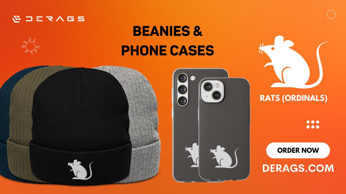 NOW on derags.com 👀
#rats 🐀 beanies &amp; phone cases 🐀 $rats