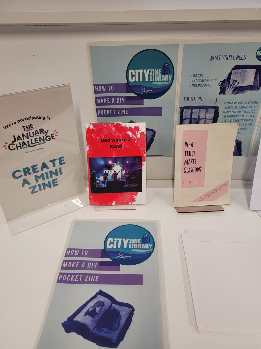 COGCLibraries's tweet photo. Join us this week in The January Challenge at City Library to make a Pocket Zine! There are simple instructions to follow, examples of excellent zines that have already been made, and plenty of materials to get creative with.
#TheJanuaryChallenge #COGCLibraries #libandlearn https://t.co/H4pHH4elQt