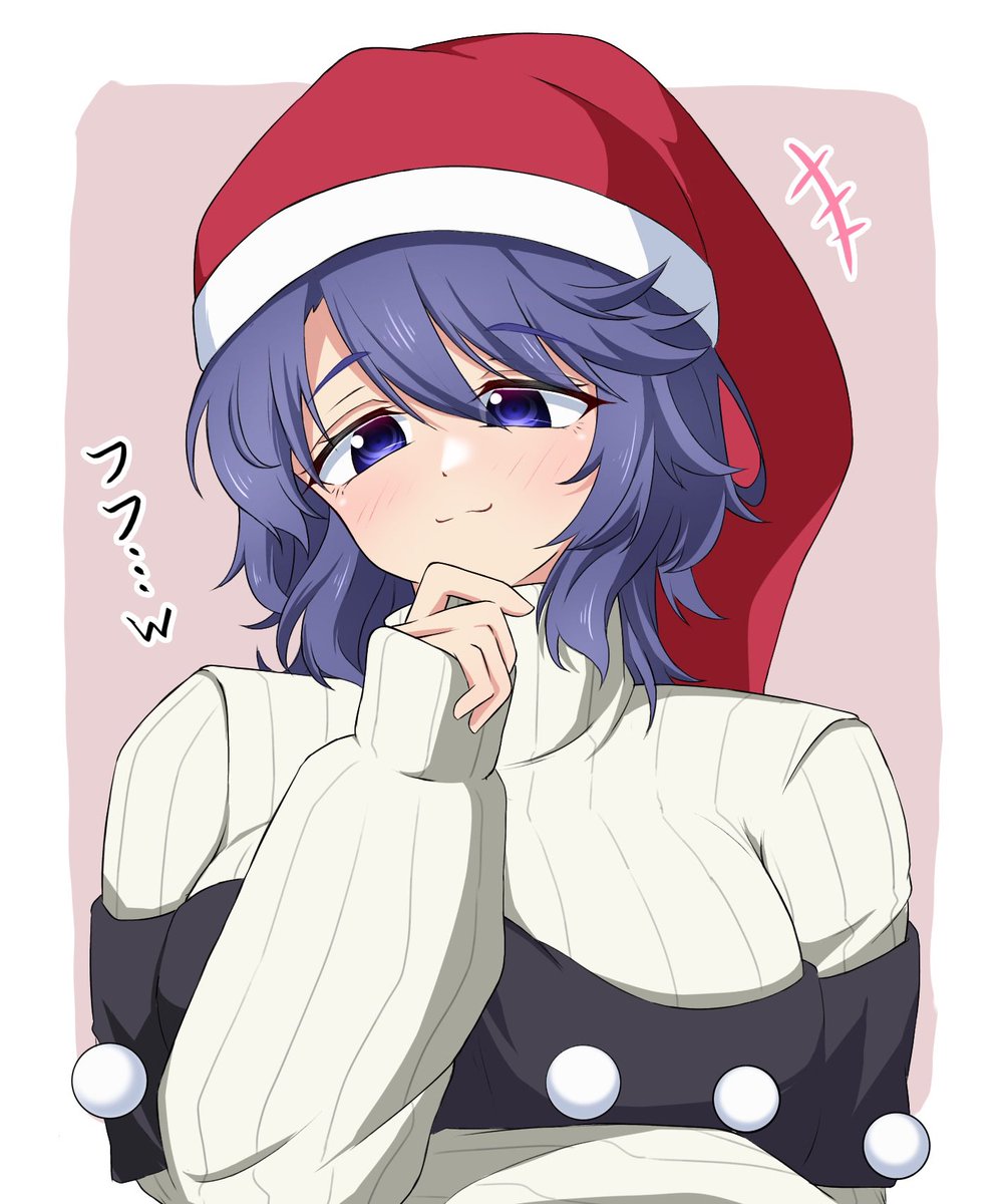 doremy sweet 1girl solo hat blue hair blue eyes red headwear turtleneck  illustration images