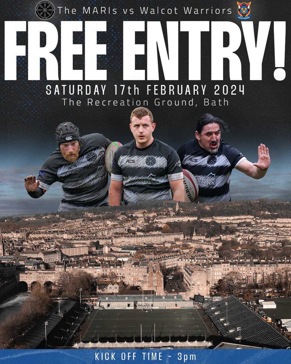 It's official! Our game against @WalcotWarriors will be FREE ENTRY! Head on down to Bath on game day to watch this showcase of Mixed Ability Rugby for free 🤩

🕒3pm
📅Saturday 17th February 2024
🏟️The Rec, Bath
🎟️FREE