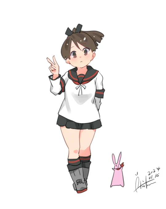 敷波『以後よろしく!』 #艦これ #敷波 #艦これ版深夜の真剣お絵描き60分一本勝負 #艦これ版真剣お絵描き60分一本勝負_20240115