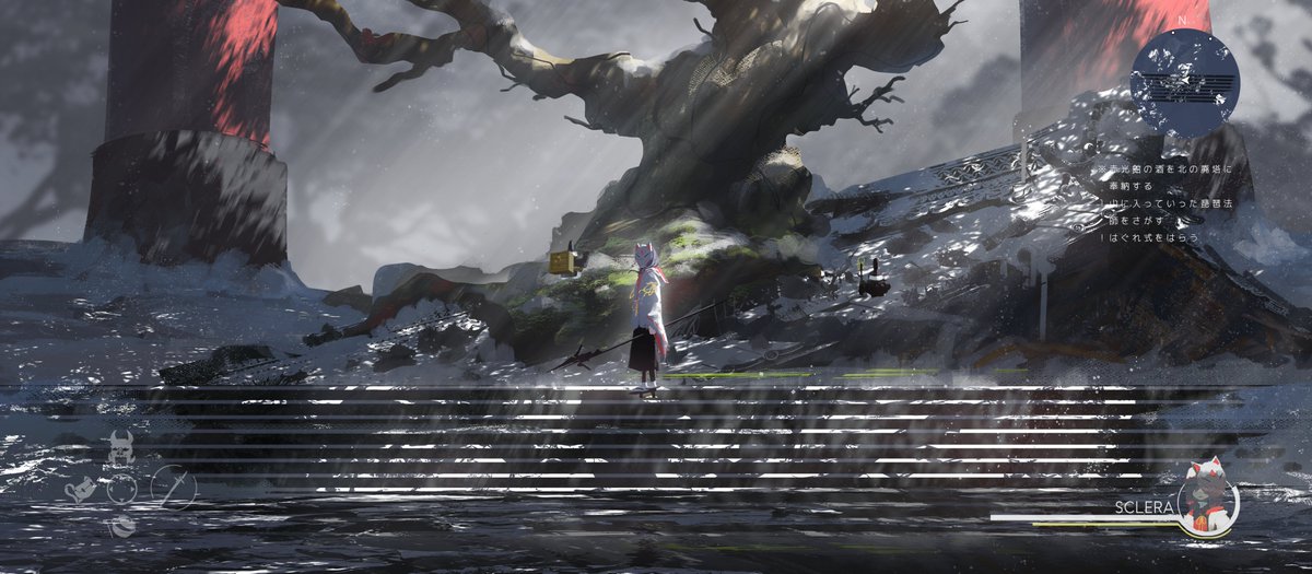 asteroid_ill's tweet photo. 狐面の主人公が冬の中を旅するゲーム https://t.co/cw0djtoMS2