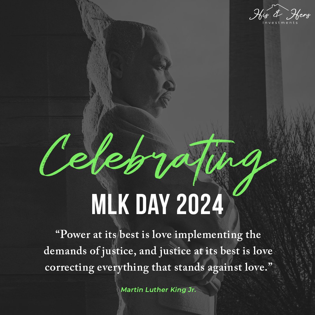 HisandHersInv's tweet image. ✨ His &amp;amp; Hers Investments pays tribute to Martin Luther King Jr. ✨ On this special day, let's invest in dreams of equality, justice, and unity. Together, we can create a future where everyone thrives. Happy MLK Day! #MLKDay #InvestInUnity #DreamBig 🤝💼