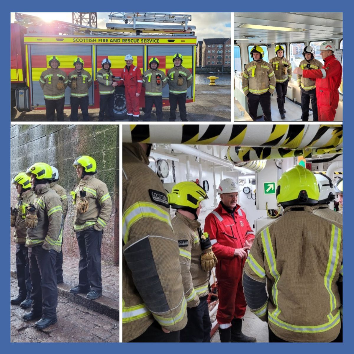 DalesMarine1's tweet photo. Charlie Connaghan arranged a visit late last week with the local Fire brigade from Port Glasgow Red Watch with their watch commander, Mr Stephen Lyons. These visits help the Fire Brigade better understand the nature of Dales Marine's work and its working environment. #drydocks https://t.co/hq1cHWGmEd
