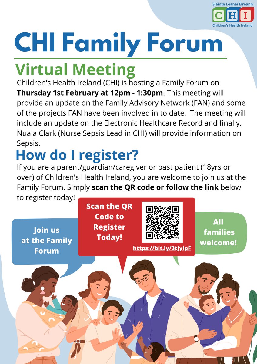 We are holding a Family Forum Virtual Meeting on 1st February 2024.

All CHI families are welcome to attend, click link below to register your interest ⬇️

bit.ly/3tJyIpF