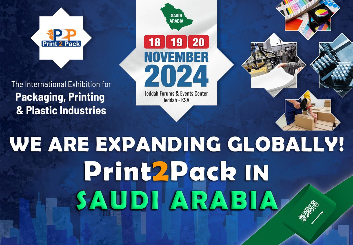 Print2PackSaudi's tweet image. بعد 12 عام من النجاحات في مصر وتقديم ساحة يجتمع بها خبراء وصناع #التعبئة و #التغليف و #الطباعة من مختلف دول العالم تحت مظلة معرض #Print2Pack
حان الوقت الآن للتوسع عالميا الى دولة شقيقة والتواجد في اراضي الممكلة العربية #السعودية! 🇸🇦
#Print2Pack_SaudiArabia