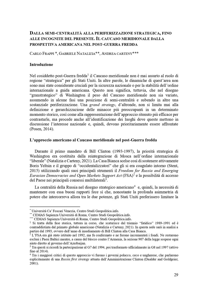 🔴Finally out! 📌'I riflessi dell'instabilità internazionale sul Caucaso meridionale. La prospettiva degli attori esterni e la questione del Nagorno-Karabakh' (Approfondimento @Geopoliticainfo per OPI) 🇺🇸all'interno mio pezzo con C. Frappi e @bandicary ➡️parlamento.it/osservatorioin…