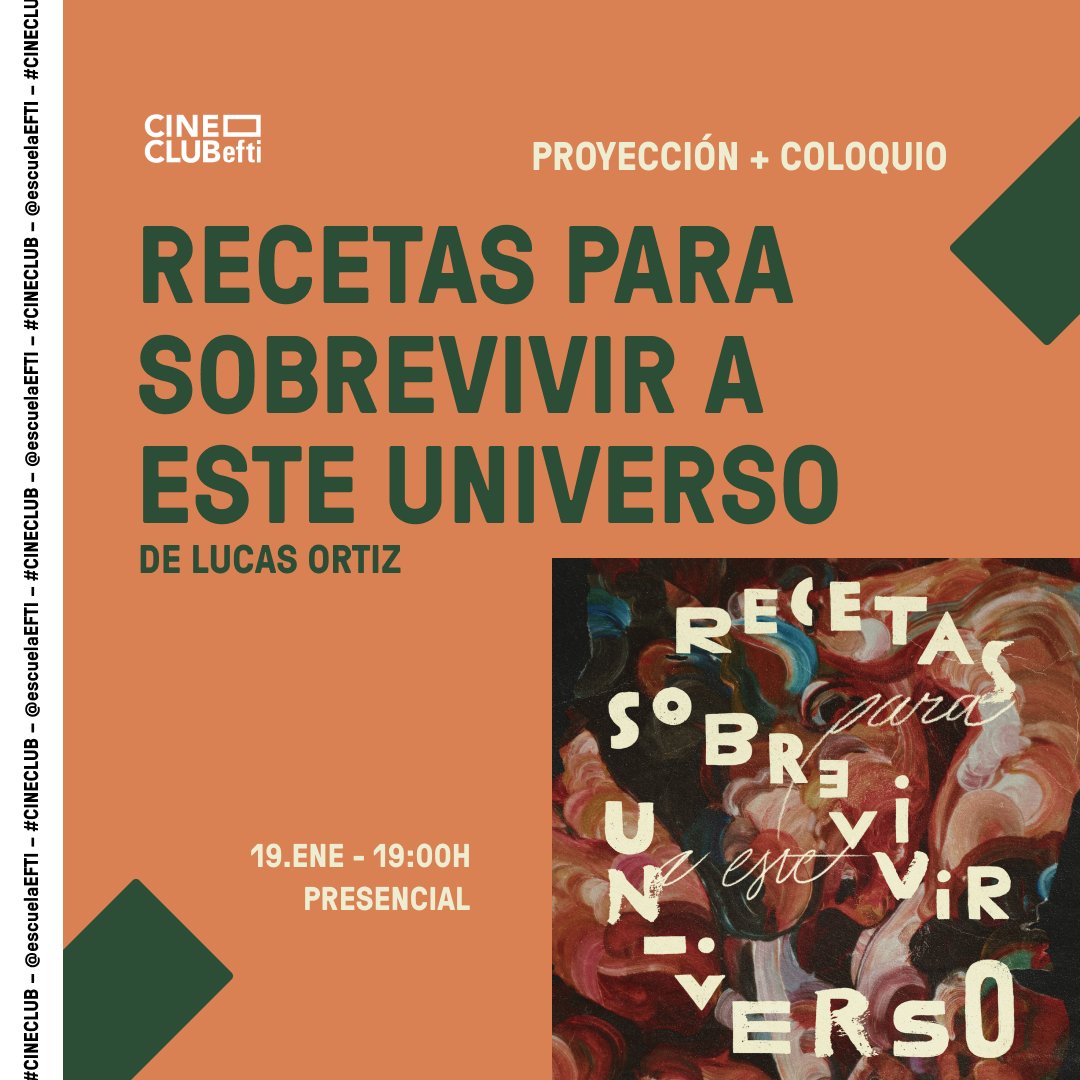 efti_fotografia's tweet image. 🍿¡Proyección + Mesa redonda de "Recetas para sobrevivir a este universo"!🎬

📍 Este viernes 19 de enero a las 19.00h en Sala B Young #EFTI

Vente al #CineClubEFTI con su Director y #antiguoalumnoefti Lucas Ortiz

📅¡RESERVA tu plaza GRATUITA!👇
▶ efti.es/agenda/recetas…