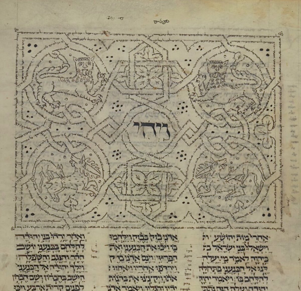 red_loeb's tweet photo. Wonderful initial-word panel at the beginning of Shoftim for #MicrographyMonday and #ManuscriptMonday
BnF MS Hébreu 9; 1304 CE; f.16v @GallicaBnF https://t.co/P6hSRYFAd7