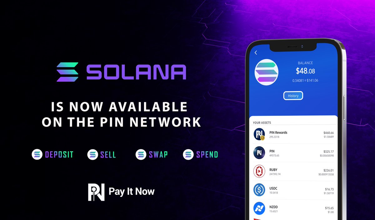 PayItNow_PIN's tweet photo. Solana (SOL) is now available on the #PIN_Network_App
Now you can deposit, sell, swap and spend #SOL at more than 330 Partner Stores across NZ and Australia 🙌
Download the PIN Network App today 👉 https://t.co/4xow1myUJo
#payitnow #pinnetwork #availablecurrencies #sol #solana https://t.co/xmLJeUT7Ja