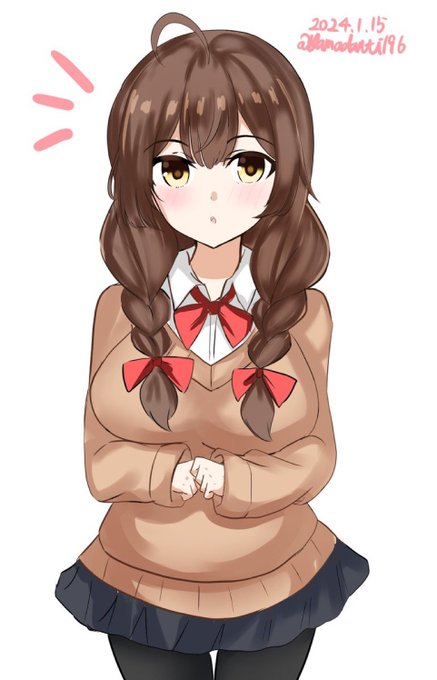 「brown sweater school uniform」 illustration images(Latest)