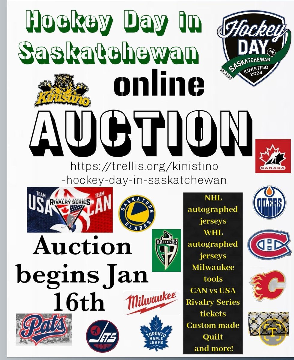 KINISTINO's #HockeyDayinSaskatchewan online auction begins Jan 16.
