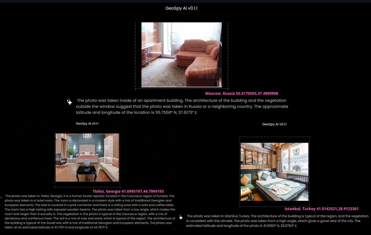 Did you know that AI geolocation tools can find the location of photos taken indoors? 😳 (I found out half an hour ago from @ronkaminskyy) (checked 4 pictures from the rental adverts and for 3 of them the city was correctly identified) geospy.web.app #geoint