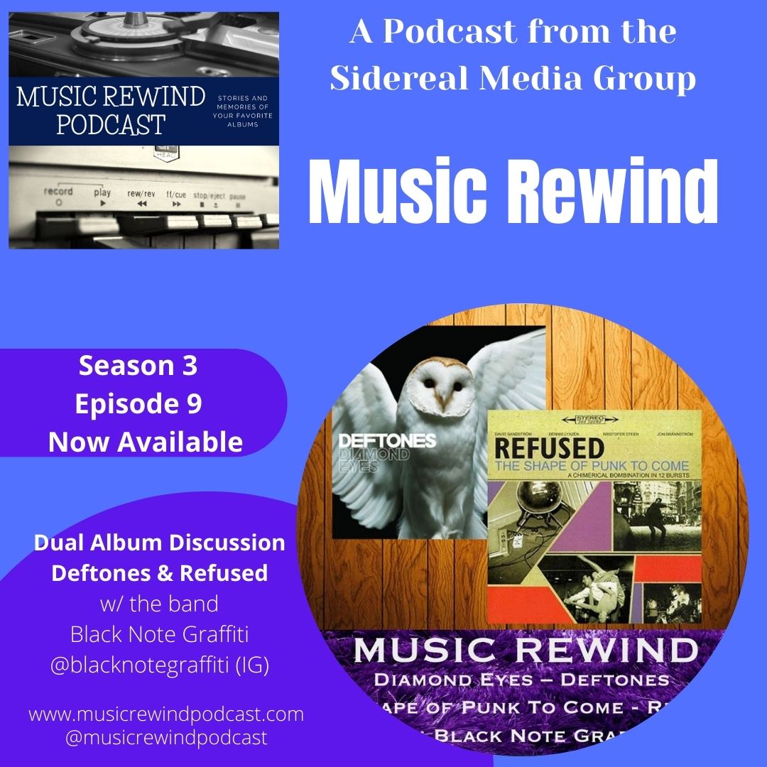 siderealMG's tweet photo. Check out this recent episode of the @MusicRewindPod
A dual-album discussion with the band @BlackNoteGraffi about 2 albums that influenced their music.

Listen here: https://t.co/2L4GirO4ui

#music #podcast #musicpodcast #blacknotegraffiti #deftones #refused https://t.co/knRpphaUTv