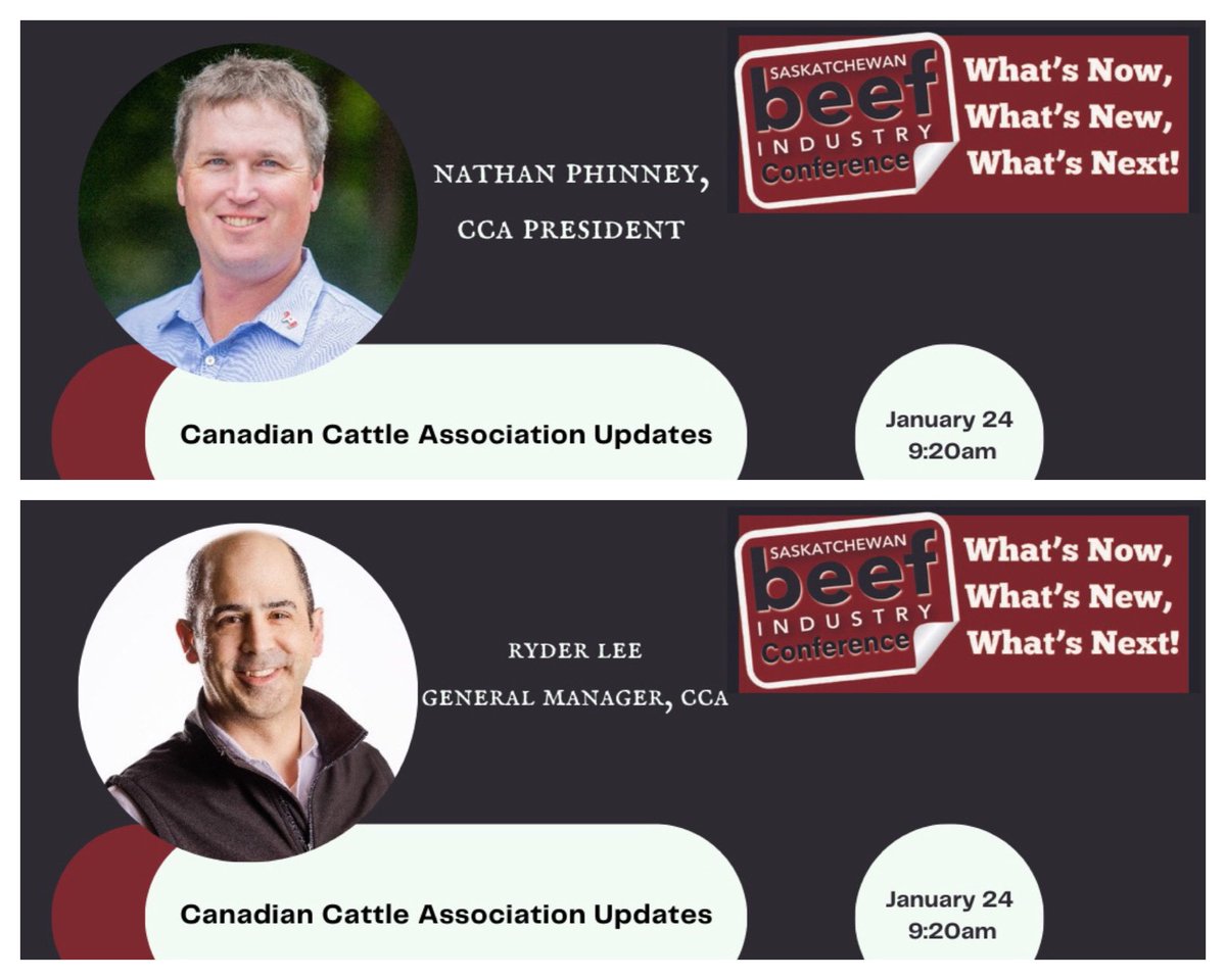 Sask Beef Industry Conference (@saskbeefindconf) on Twitter photo One week until #sbic2024 tradeshow opens! REGISTER TODAY to hear from industry leaders on what’s happening now, what’s new & what’s next for the beef industry. <a href="/CanCattle/">Canadian Cattle Association</a> President Nathan Phinney & GM Ryder Lee will be there sharing insights & updates
saskbeefconference.com One week until #sbic2024 tradeshow opens! REGISTER TODAY to hear from industry leaders on what’s happening now, what’s new & what’s next for the beef industry. <a href="/CanCattle/">Canadian Cattle Association</a> President Nathan Phinney & GM Ryder Lee will be there sharing insights & updates
saskbeefconference.com