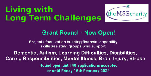 Our #Grants round is now open! msecharity.com #funding financial life skills projects, up to £8k available. Supported by @moneysavingexp Take our Grant Eligibility Quiz, to see if we can support your organisation. surveymonkey.co.uk/r/MSECharity_E…