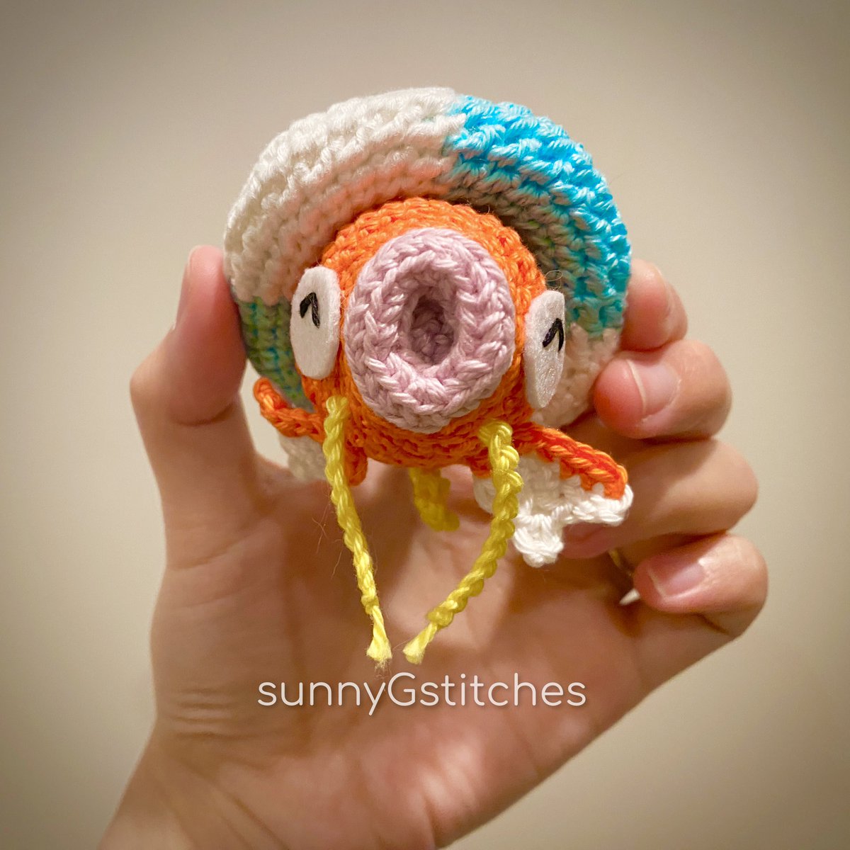 sunnyGstitches's tweet photo. the struggling magikarp on pokémon concierge struck a chord with me. i had to recreate him from yarn #magikarp #pokemonconcierge #amigurumiartist #crochetartist #crochetdesigner https://t.co/I9GquG3FeV