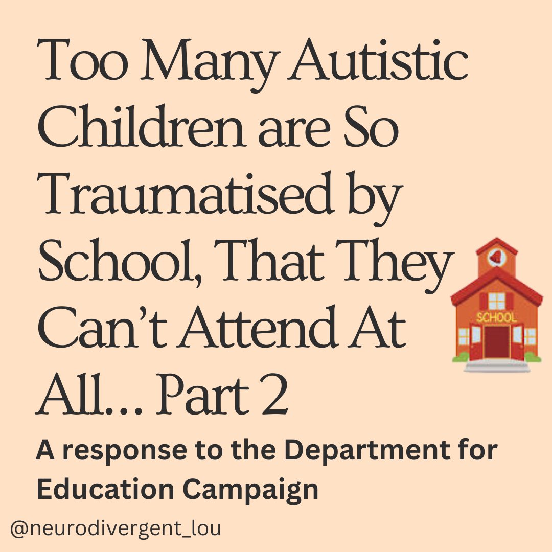neuro_lou's tweet photo. Too Many Autistic Children are So Traumatised by School, That They Can’t Attend At All… Part 2

#ActuallyAutistic #Autism #Neurodivergent #Disability https://t.co/9YxKio4cz7