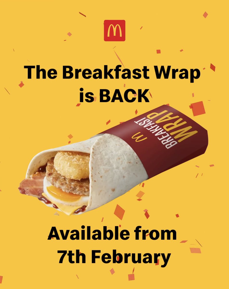 THIS IS NOT A DRILL 🚨 McDonalds have just announced that their breakfast wrap is BACK from February 7th! 👏😍